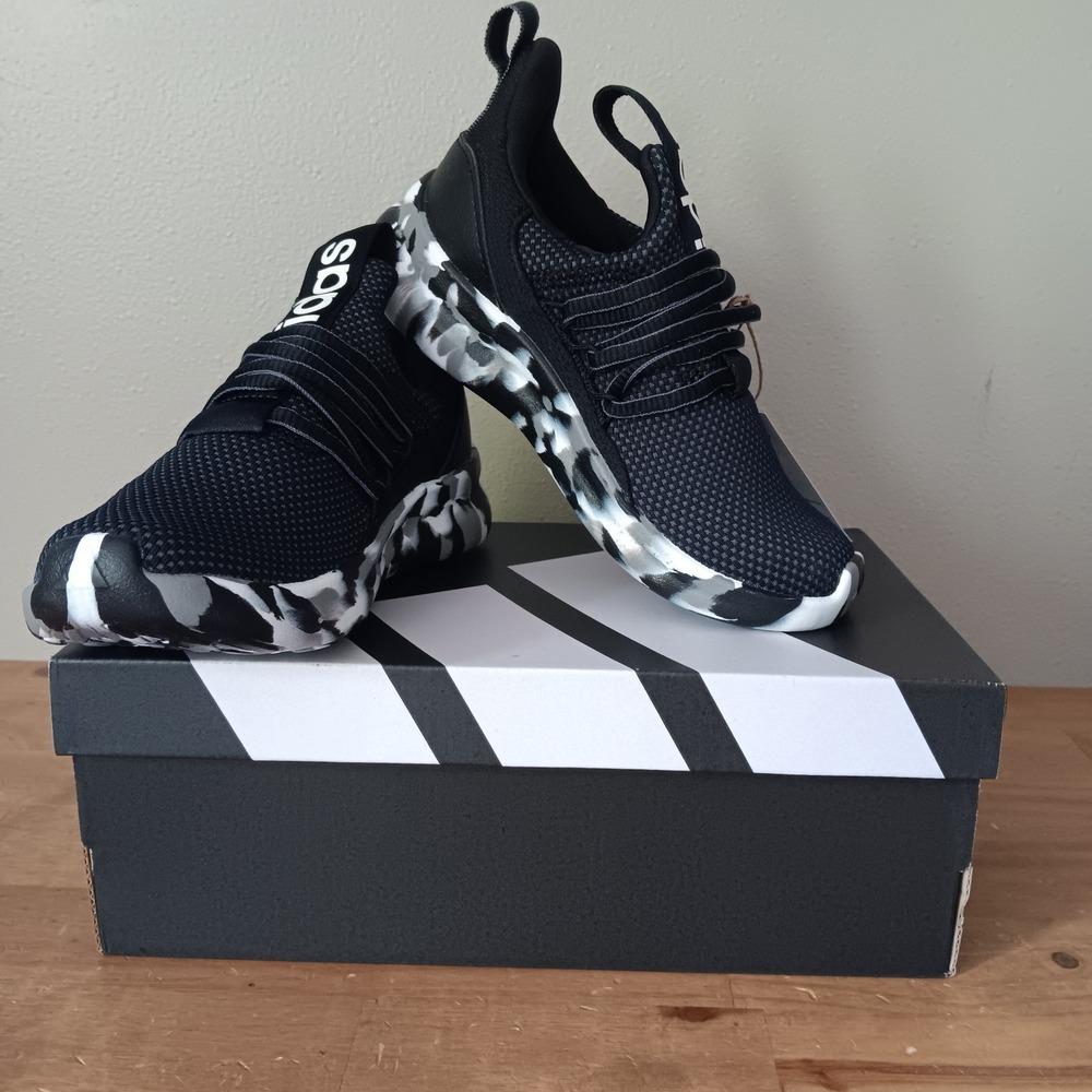 adidas Lite Racer Adapt 13K Youth Boy / Girl Running Shoes Black Camo,